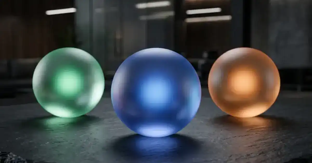 Three glowing orbs representing ChatGPT, Claude, and Gemini AI on a dark surface