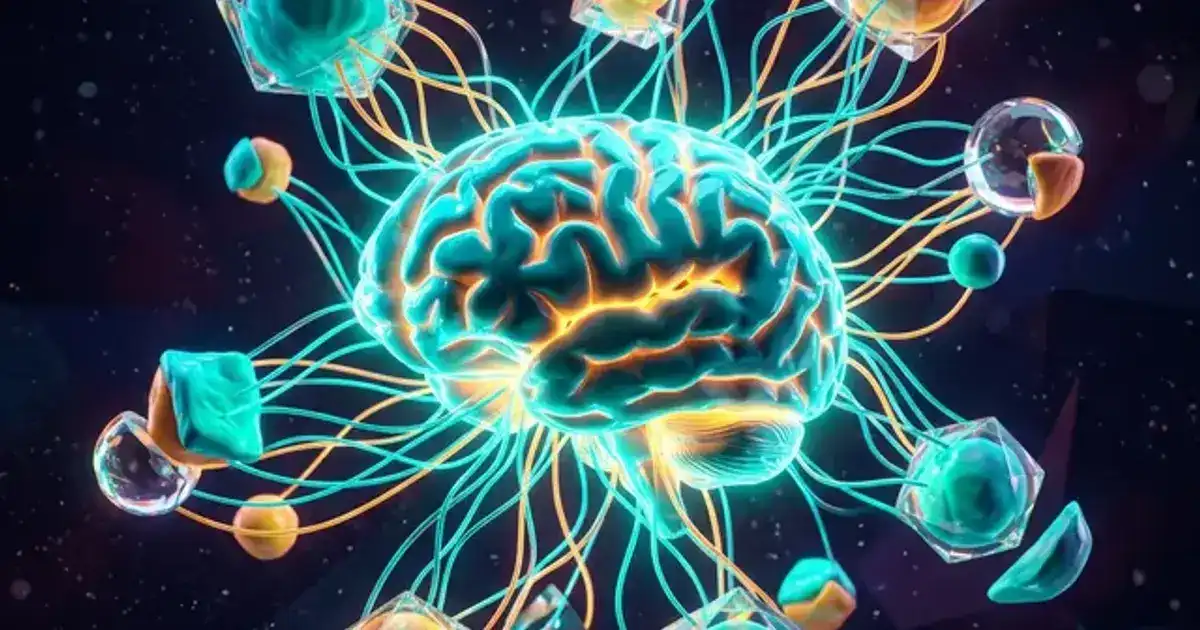 Glowing brain with neural connections on a dark teal background, representing rapid memory formation