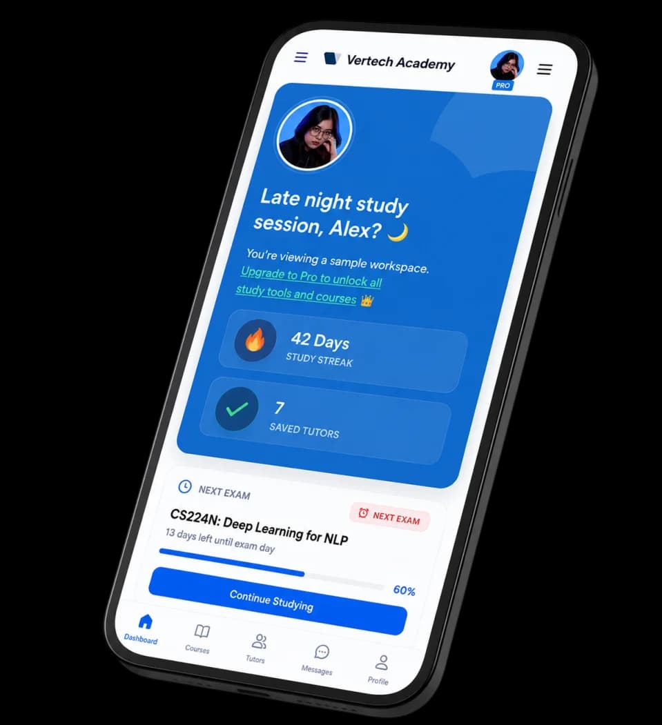 Vertech Academy Mobile Workspace Mockup