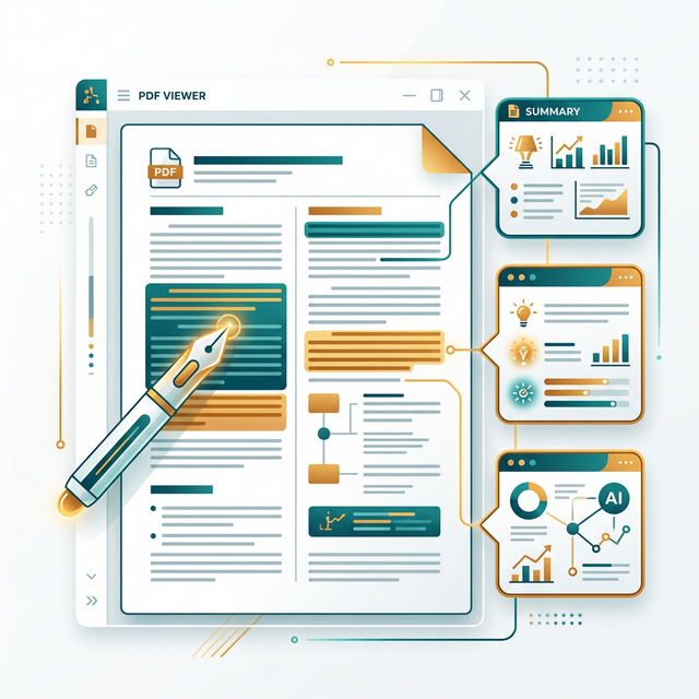 AI-enhanced PDF reading with smart highlights, summaries, and annotation callouts